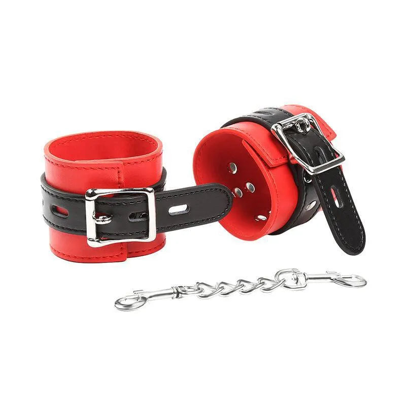 Menottes Ajustables Rouge Et Noir Pour Jeux De Contention