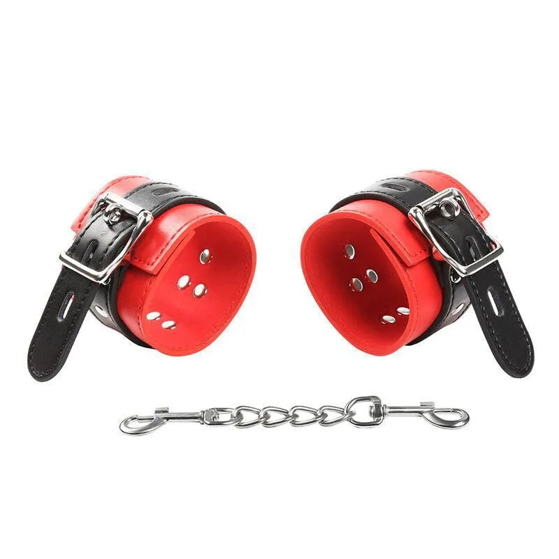 Menottes Ajustables Rouge Et Noir Pour Jeux De Contention