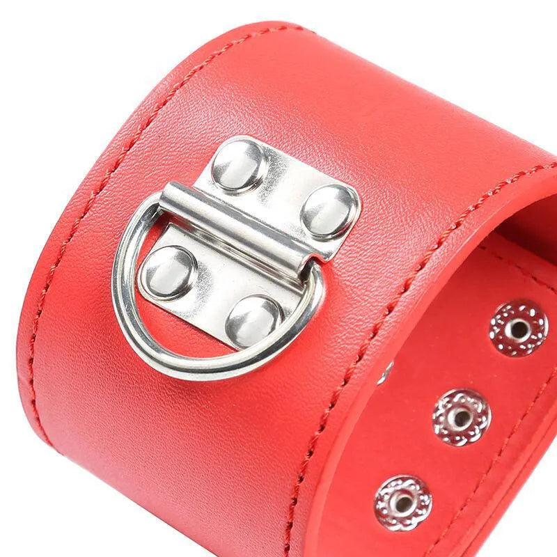 Menottes Ajustables Rouges En Pvc Pour Fétichisme