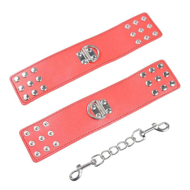 Menottes Ajustables Rouges En Pvc Pour Fétichisme