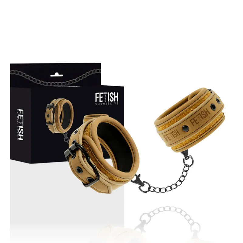 Menottes Bdsm Cuir Vegan Métal Sans Nickel