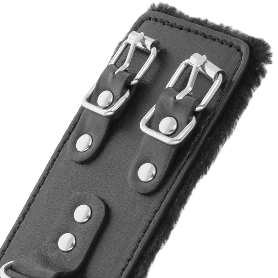 Menottes Cuir Pvc Noires Réglables Bdsm