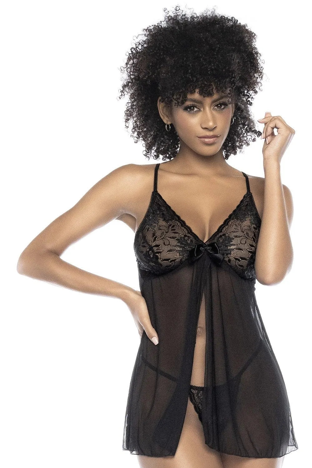 Nuisette Babydoll Dentelle Florale Noire Romantique