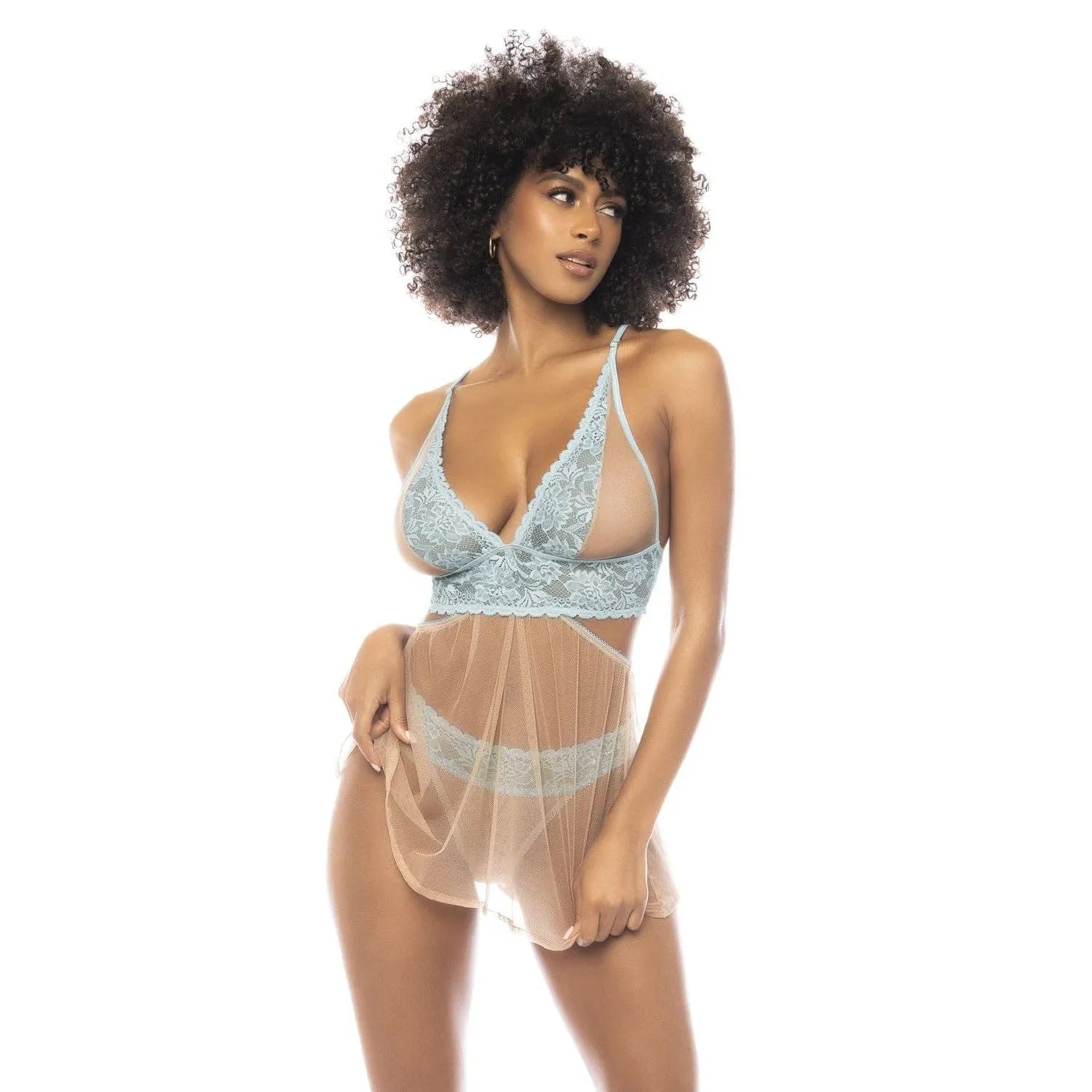 Nuisette Bleu Mapalé Lingerie En Dentelle Et Tulle