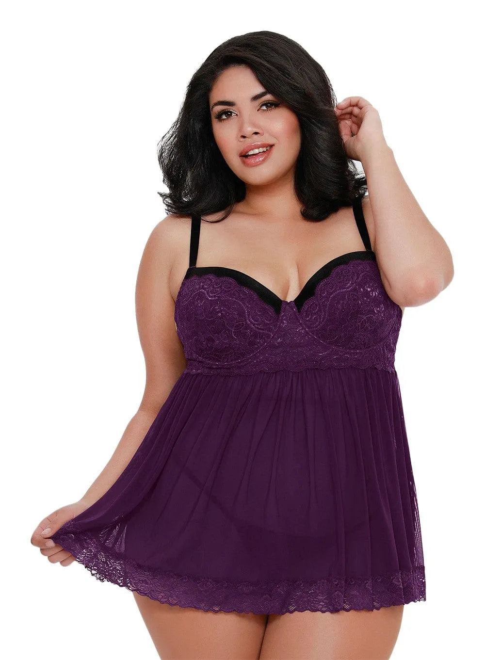 Nuisette Grande Taille Aubergine Dentelle