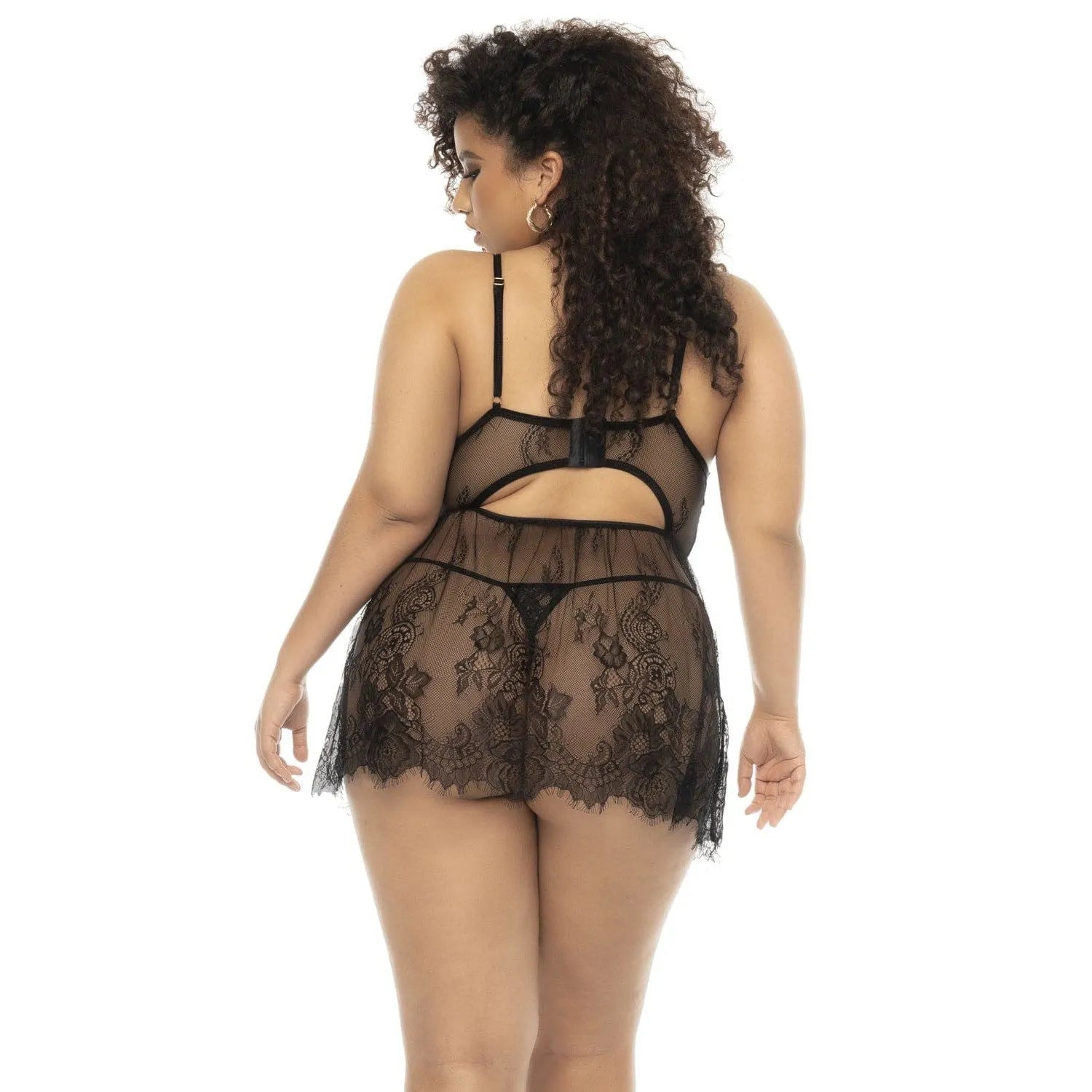 Nuisette Grande Taille Dentelle Noire Soutien Mapalé