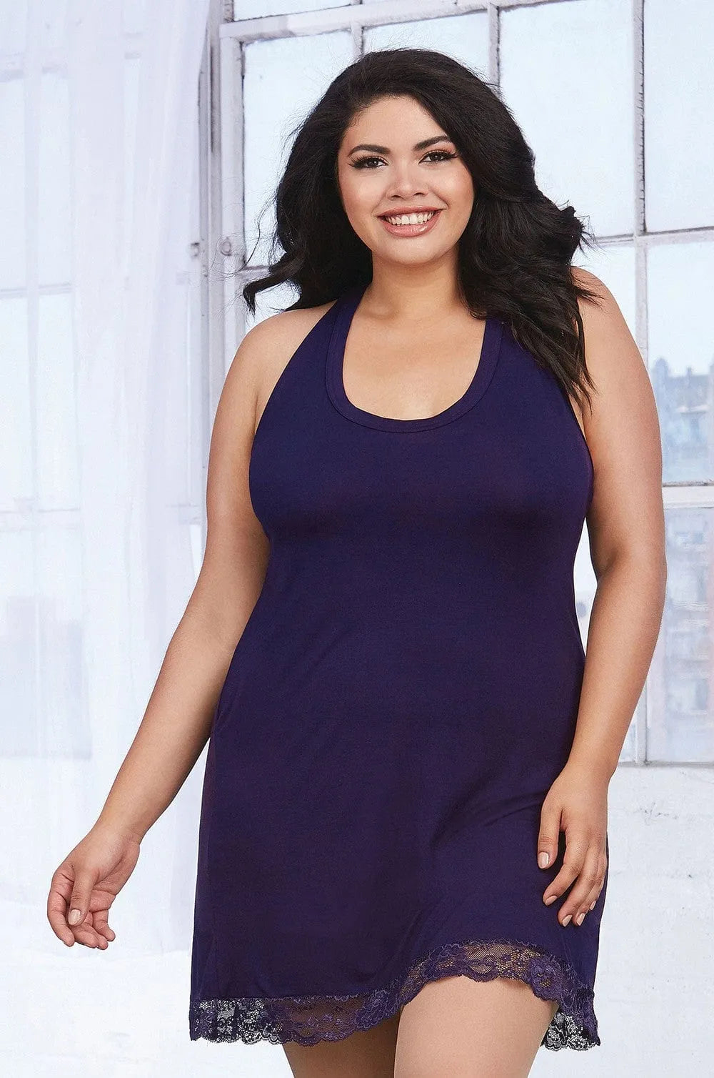 Nuisette Grande Taille Prune En Jersey Doux