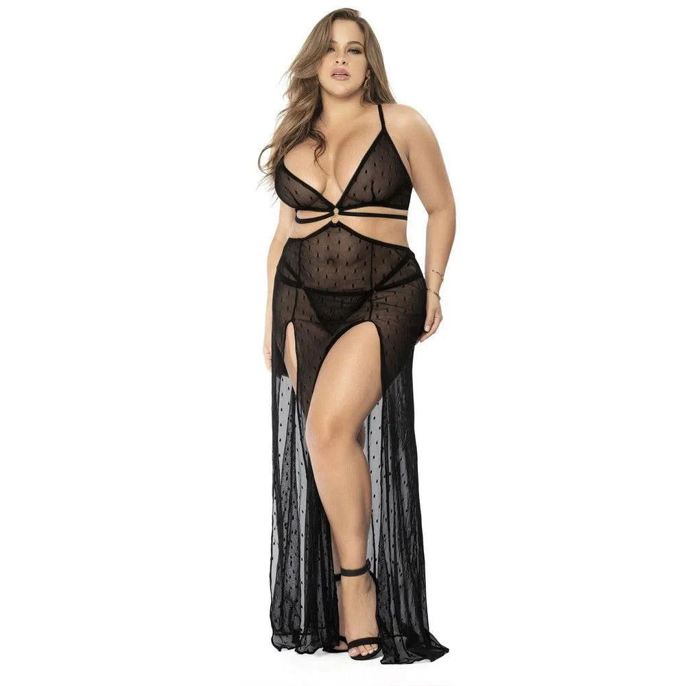 Nuisette Grande Taille Résille Noire Transformable