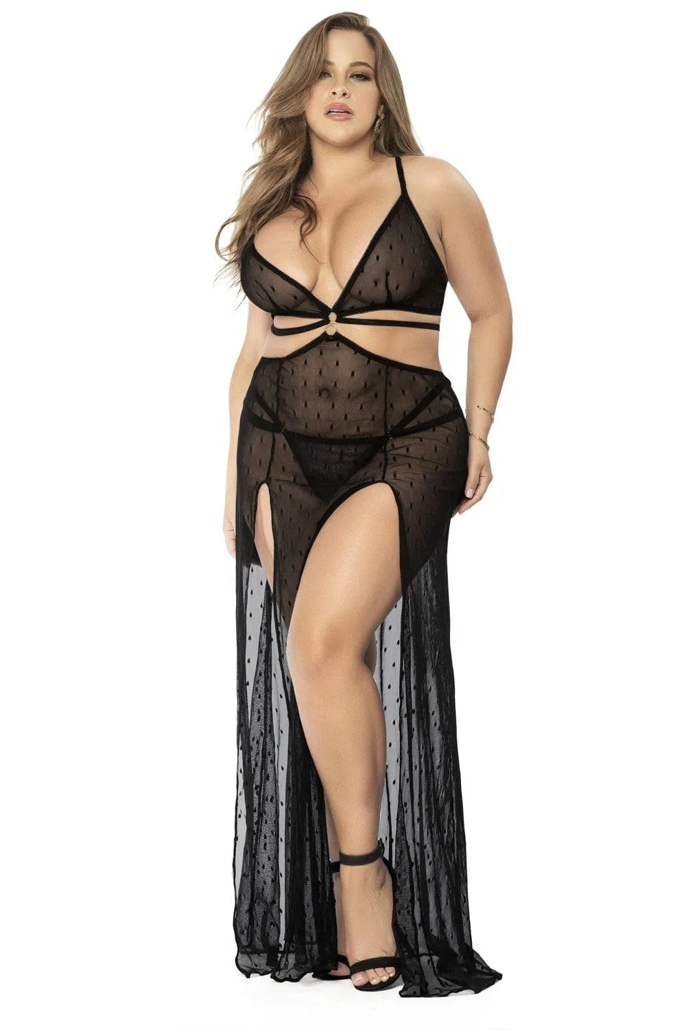 Nuisette Grande Taille Résille Noire Transformable
