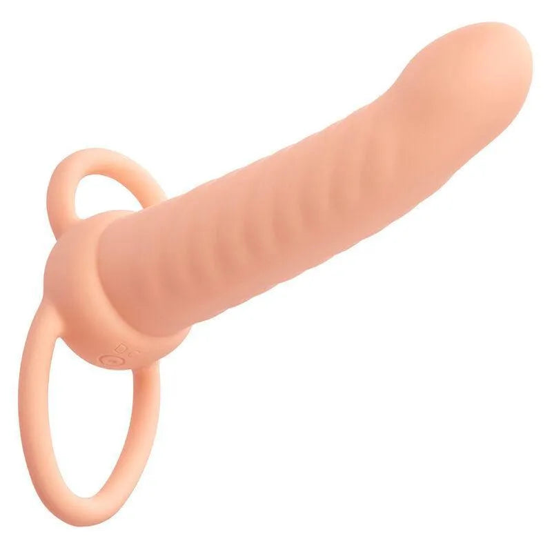 Pénétrateur Double Silicone Nervuré Rechargeable Pour Double Pénétration