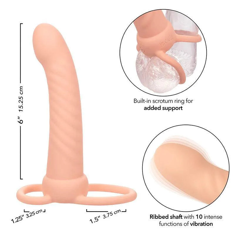 Pénétrateur Double Silicone Nervuré Rechargeable Pour Double Pénétration