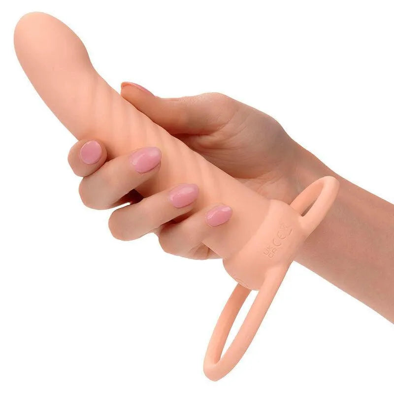 Pénétrateur Double Silicone Nervuré Rechargeable Pour Double Pénétration