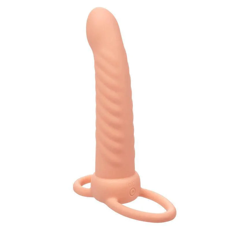 Pénétrateur Double Silicone Nervuré Rechargeable Pour Double Pénétration