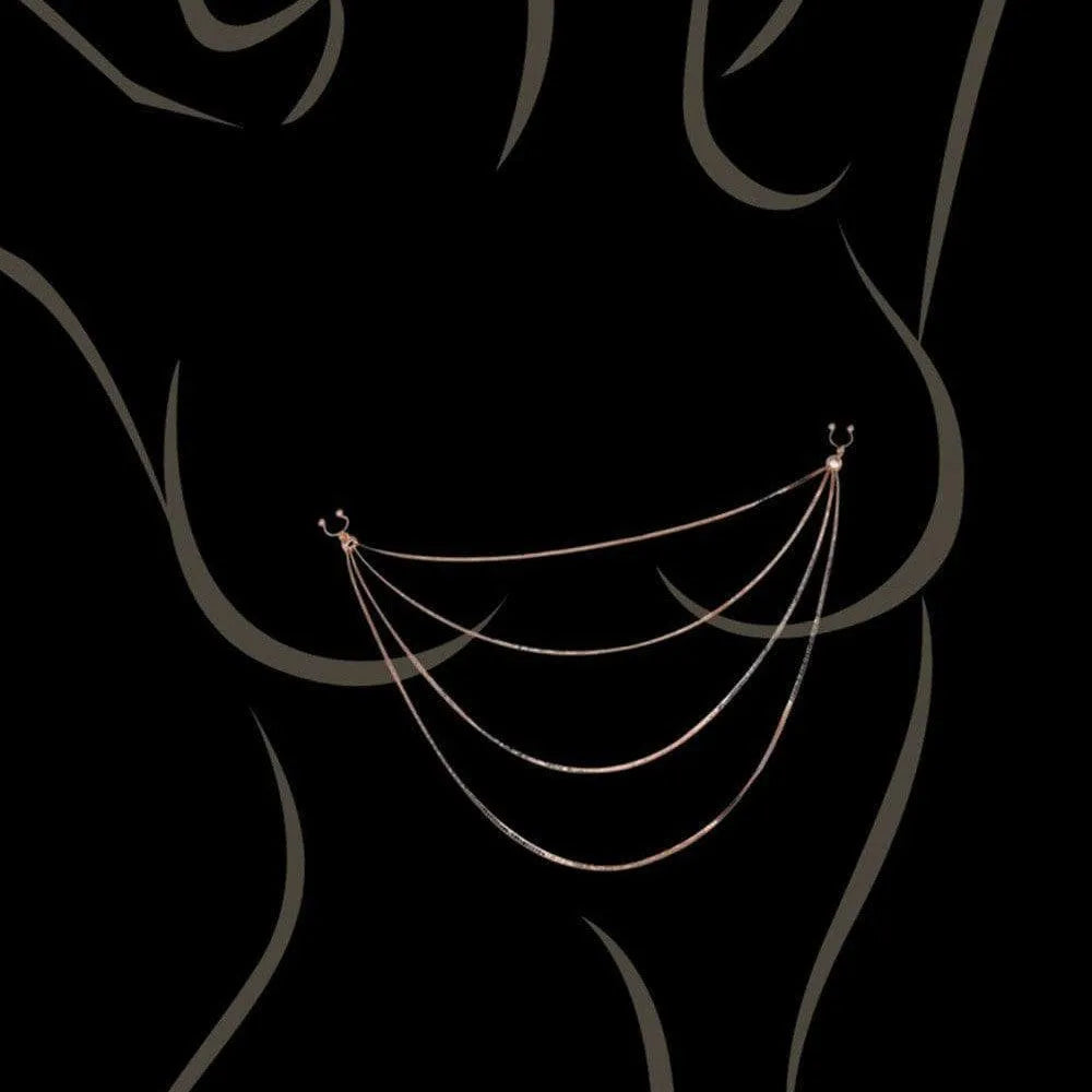 Parure Bijoux Corps Pinces Tétons Rose Doré