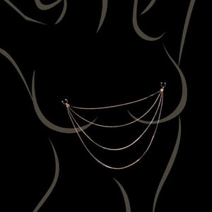 Parure Bijoux Corps Pinces Tétons Rose Doré Chaînettes Élégant Audacieux Acier Inoxydable Ajustable Confortable Sensuel Glamour Durable Hypoallergénique