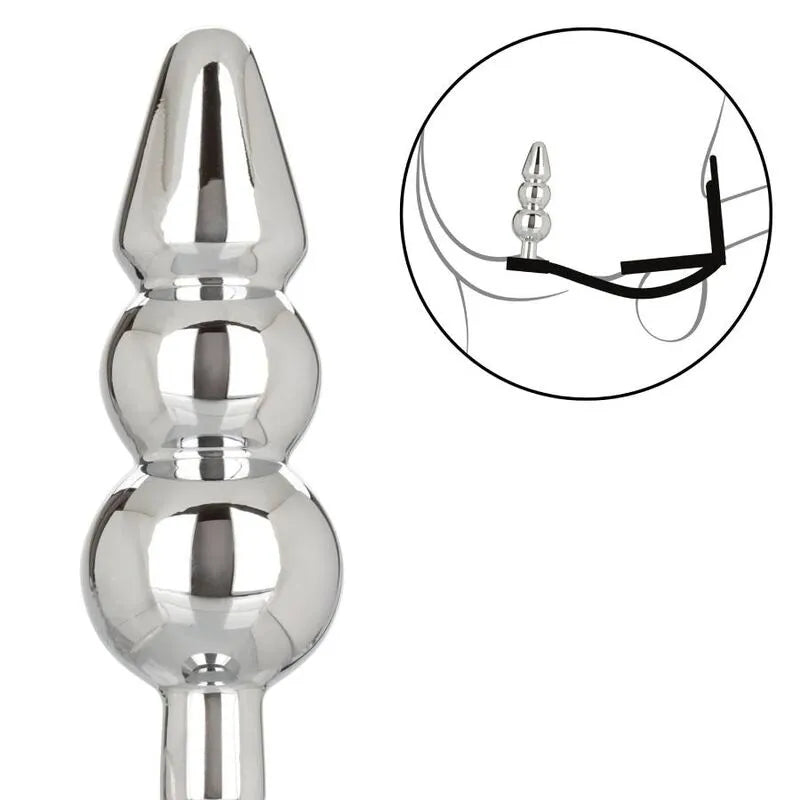 Plug Anal Perlé En Métal Avec Rehausseur En Silicone