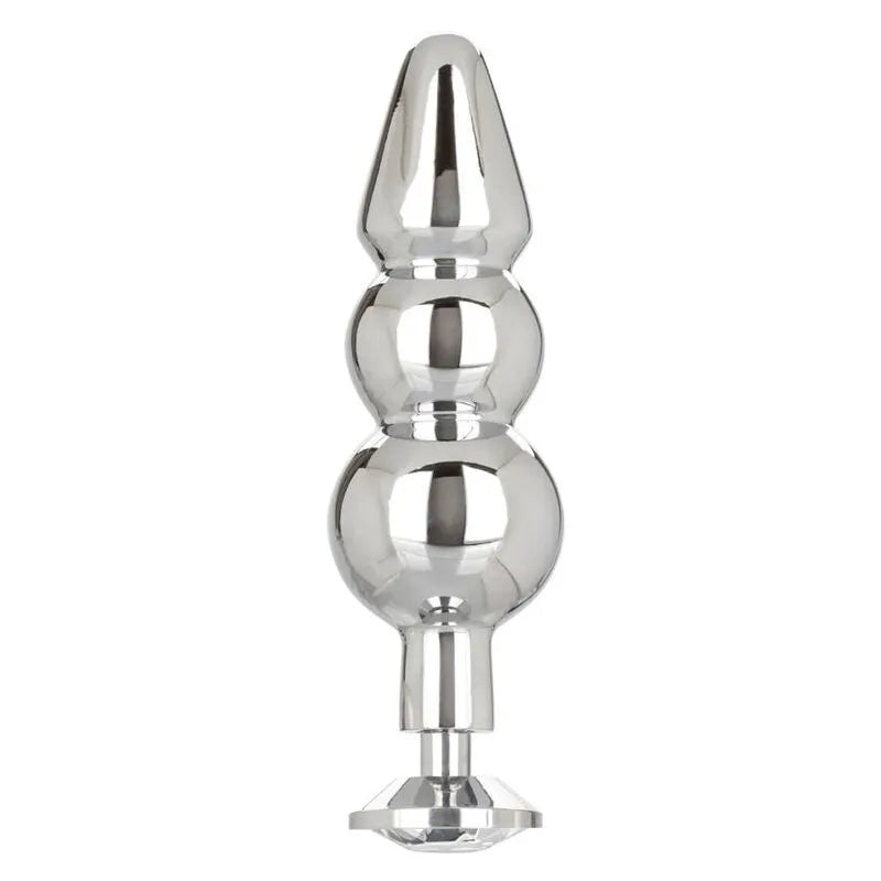Plug Anal Perlé En Métal Avec Rehausseur En Silicone