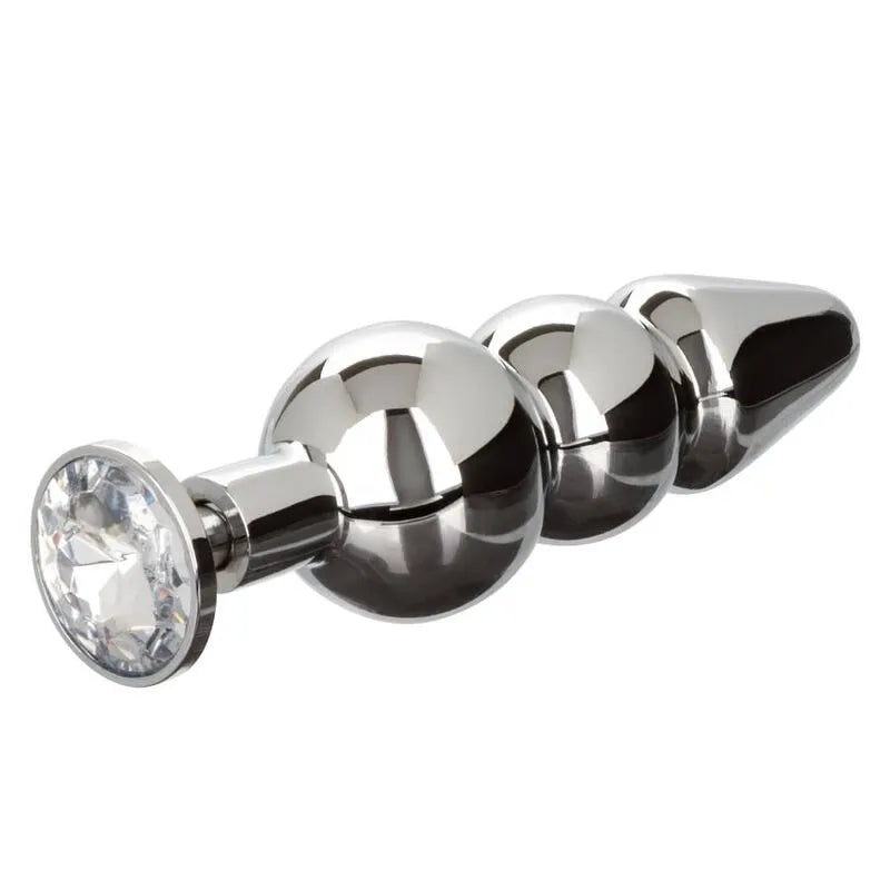 Plug Anal Perlé En Métal Avec Rehausseur En Silicone