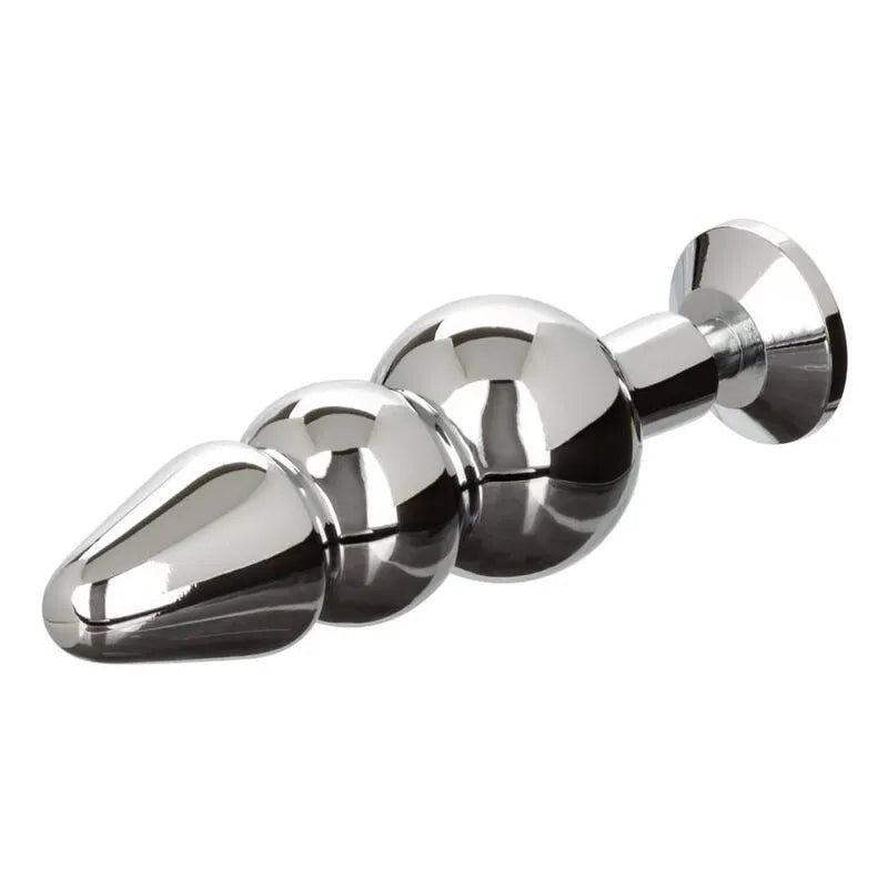 Plug Anal Perlé En Métal Avec Rehausseur En Silicone