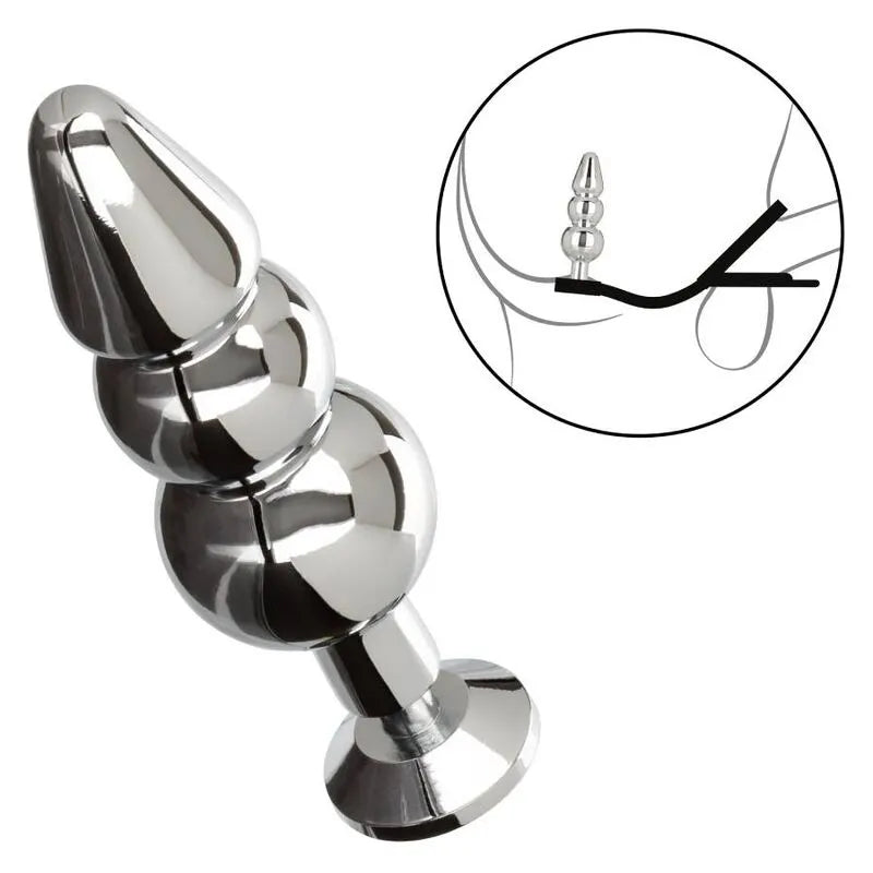 Plug Anal Perlé En Métal Avec Rehausseur En Silicone