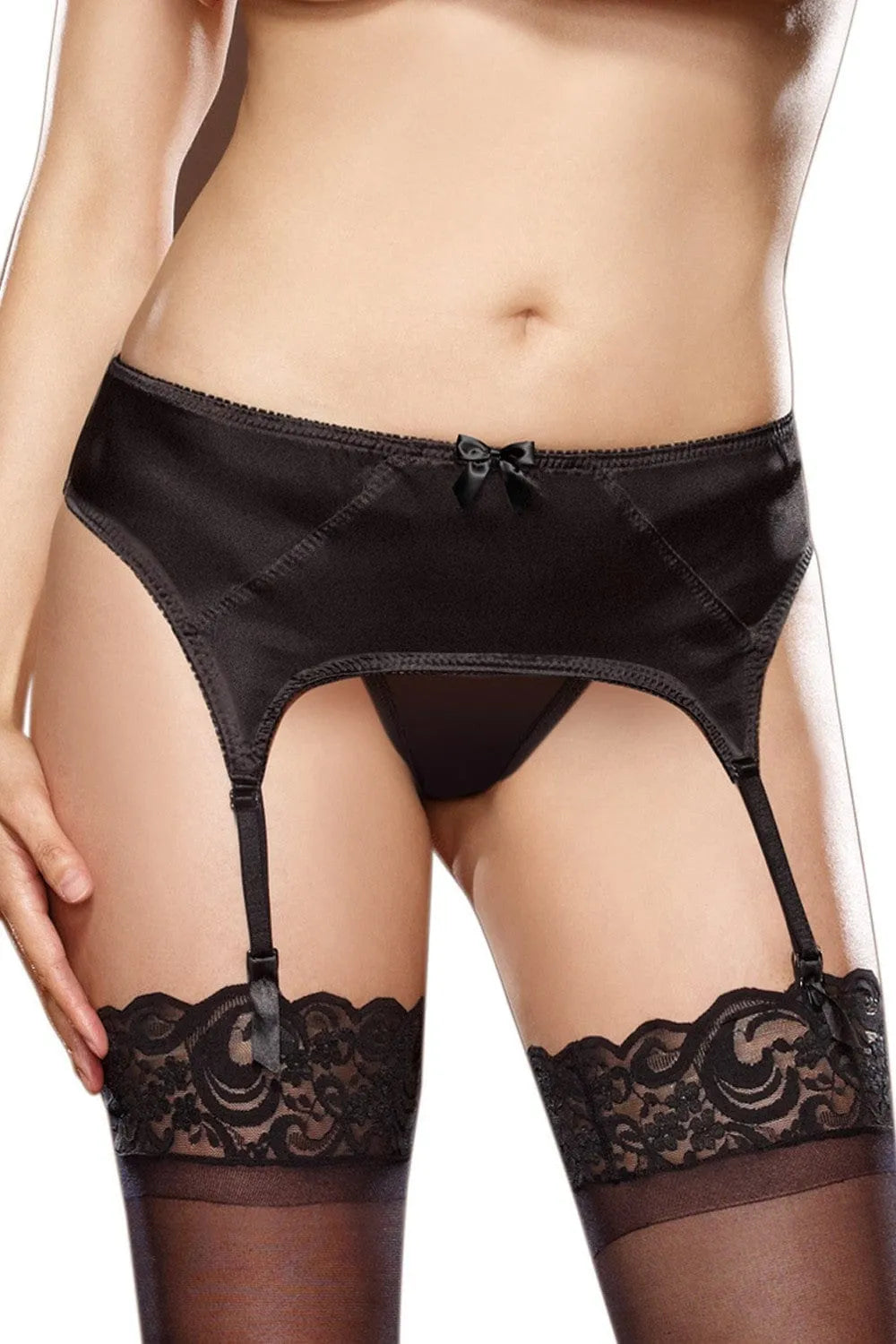 Porte-Jarretelles Satin Réglables Avec Nœud