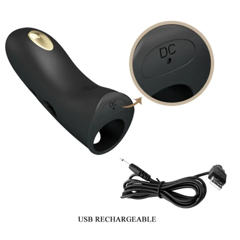 Protège-Doigt Électrostimulation Silicone Noir Rechargeable