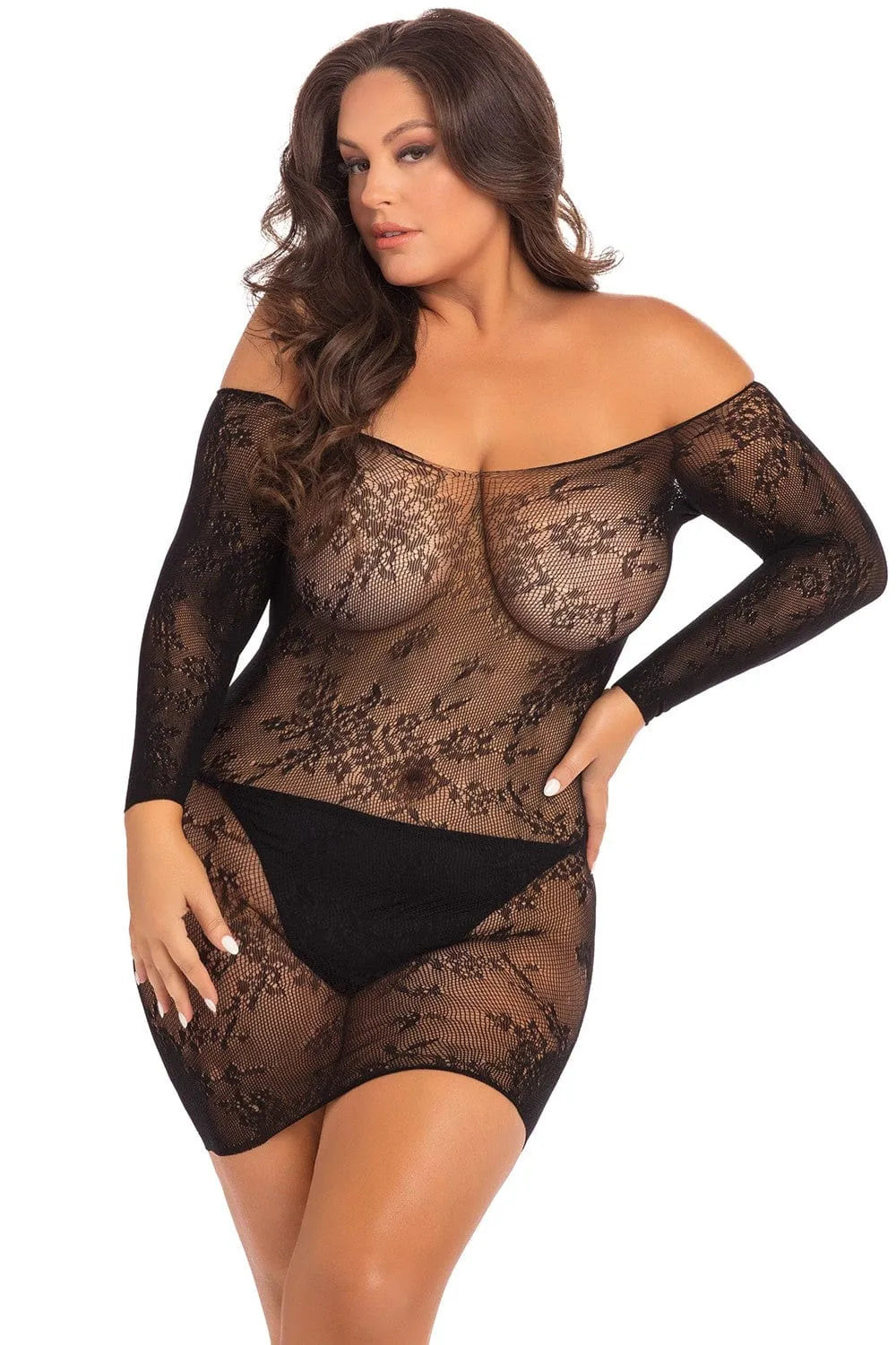 Robe Tube Grande Taille Noire Dentelle Florale