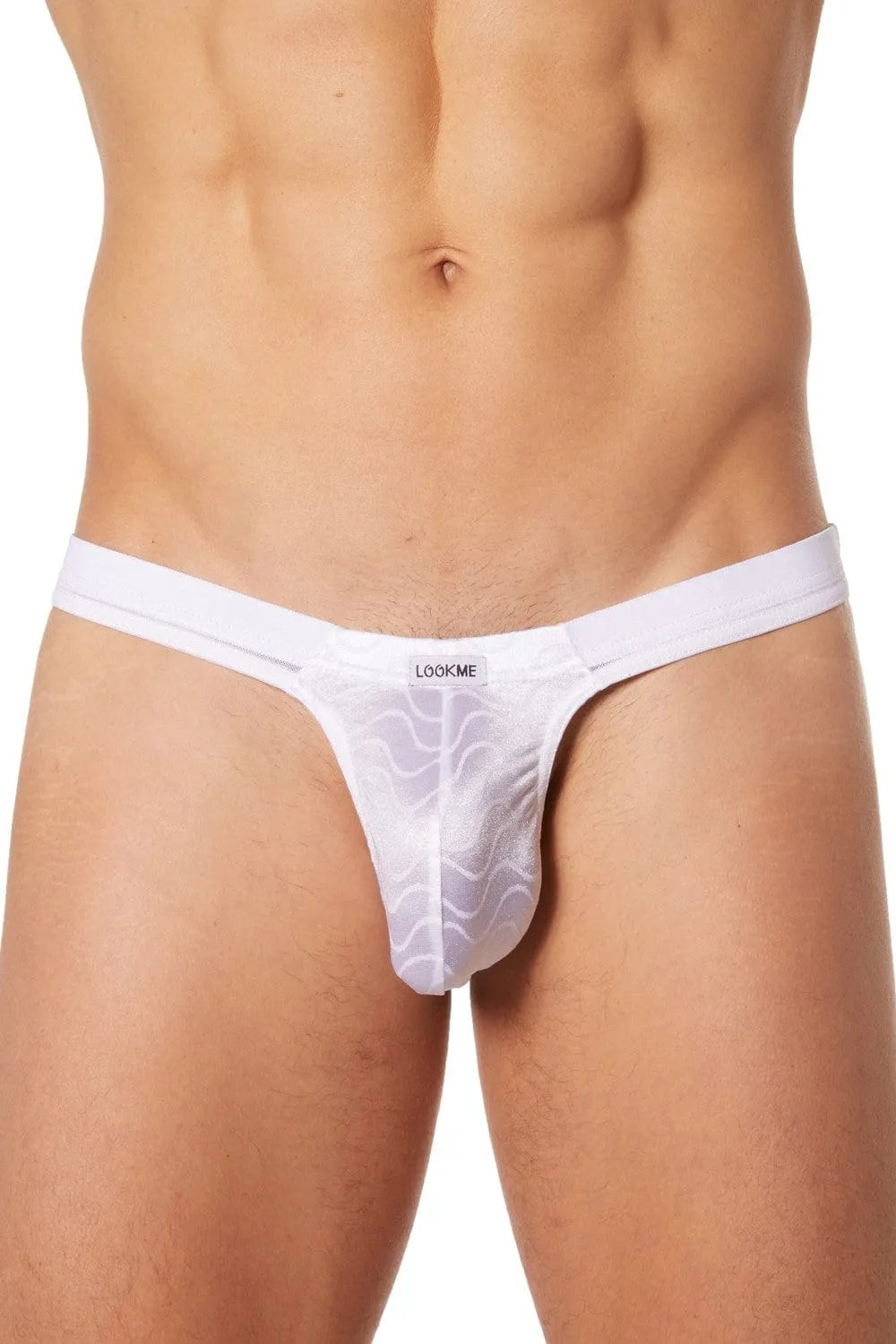 Slip Brief Blanc Satiné Motifs Vagues Sexy