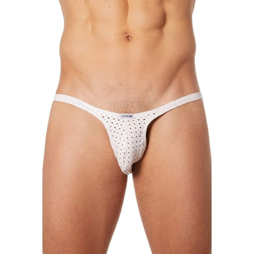 Slip Fétichiste Blanc Simili Cuir Lumineux