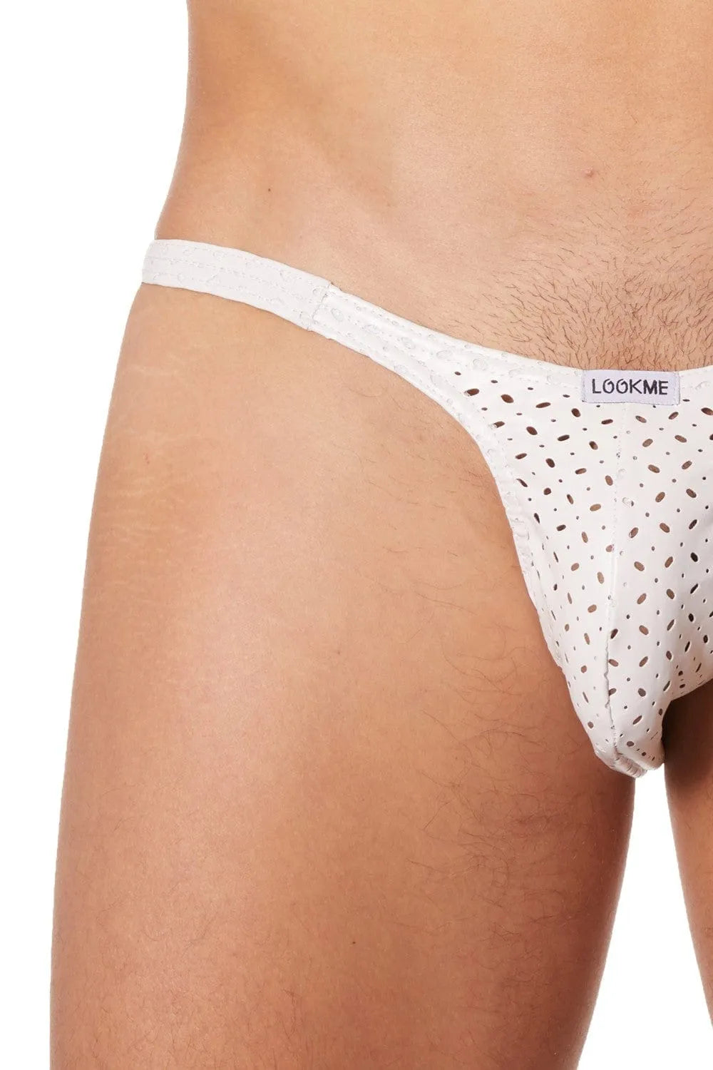 Slip Fétichiste Blanc Simili Cuir Lumineux