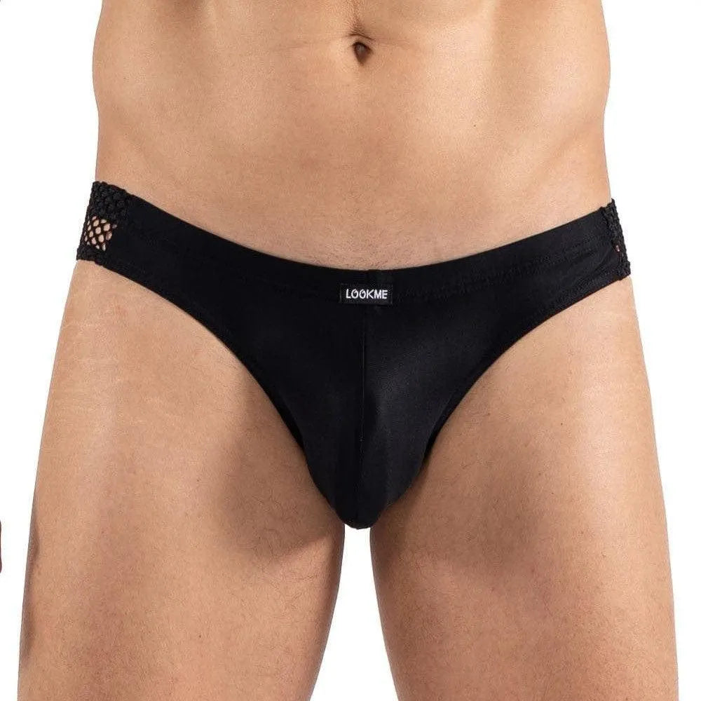 Slip Masculin Noir Résille Brodée Lookme