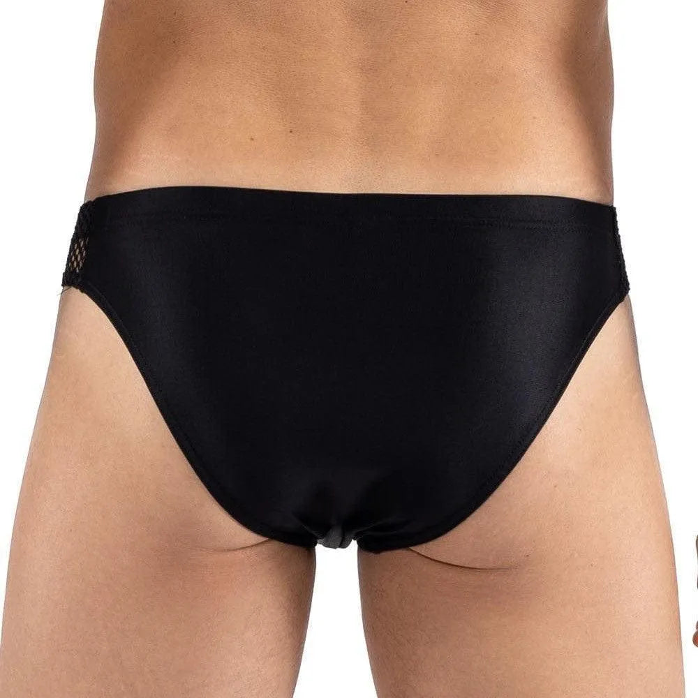 Slip Masculin Noir Résille Brodée Lookme