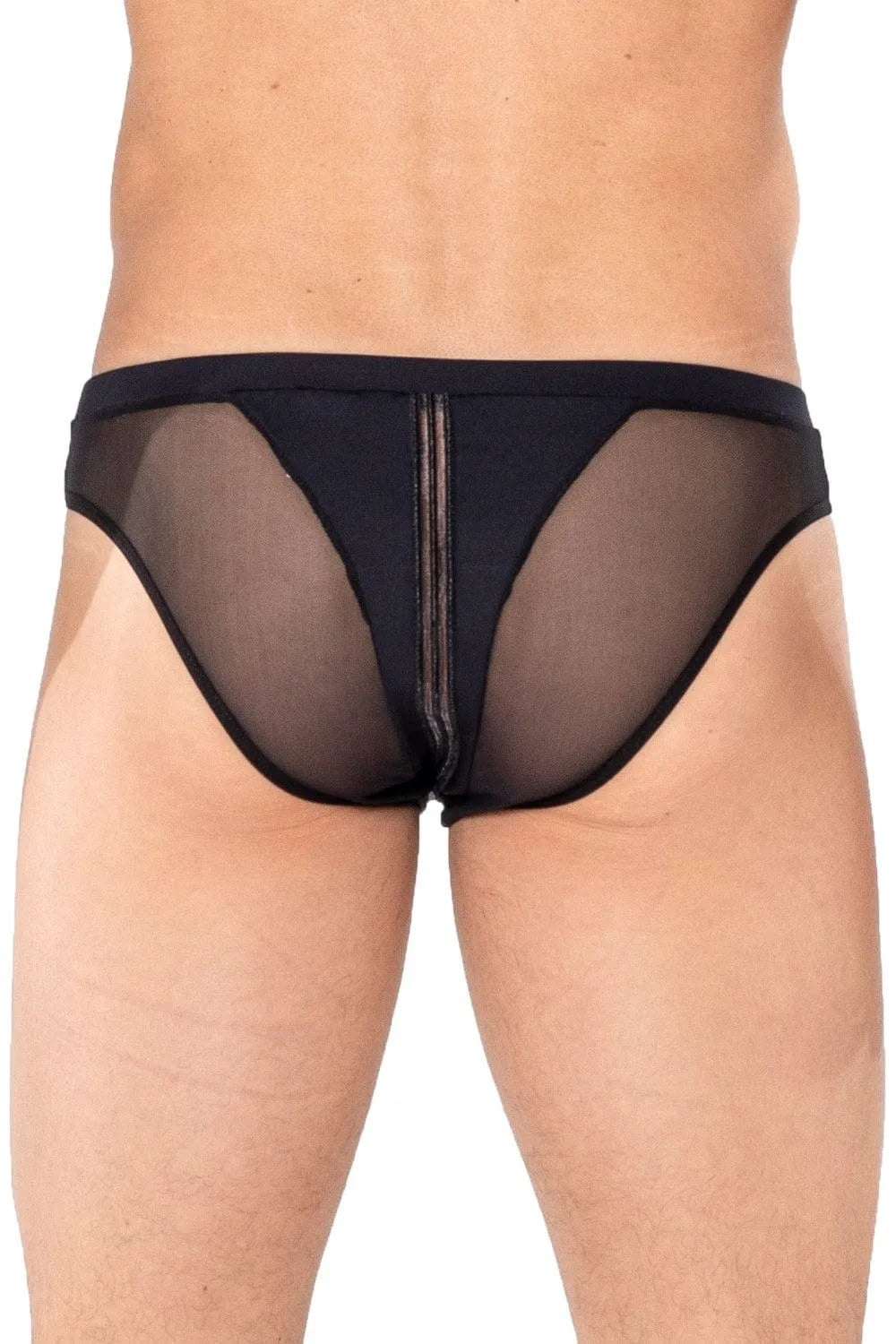 Slip Noir Résille Effet String Confortable