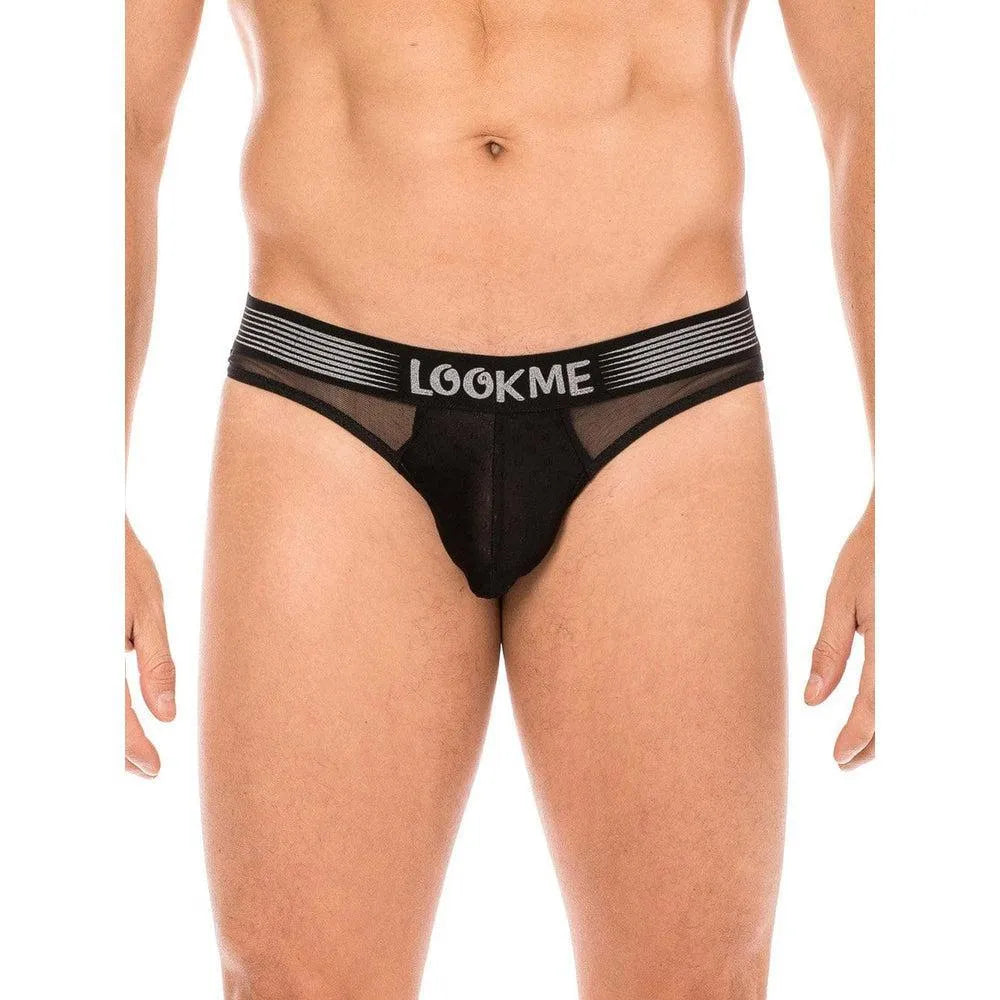 Slip Noir Résille Transparent Confortable Lookme