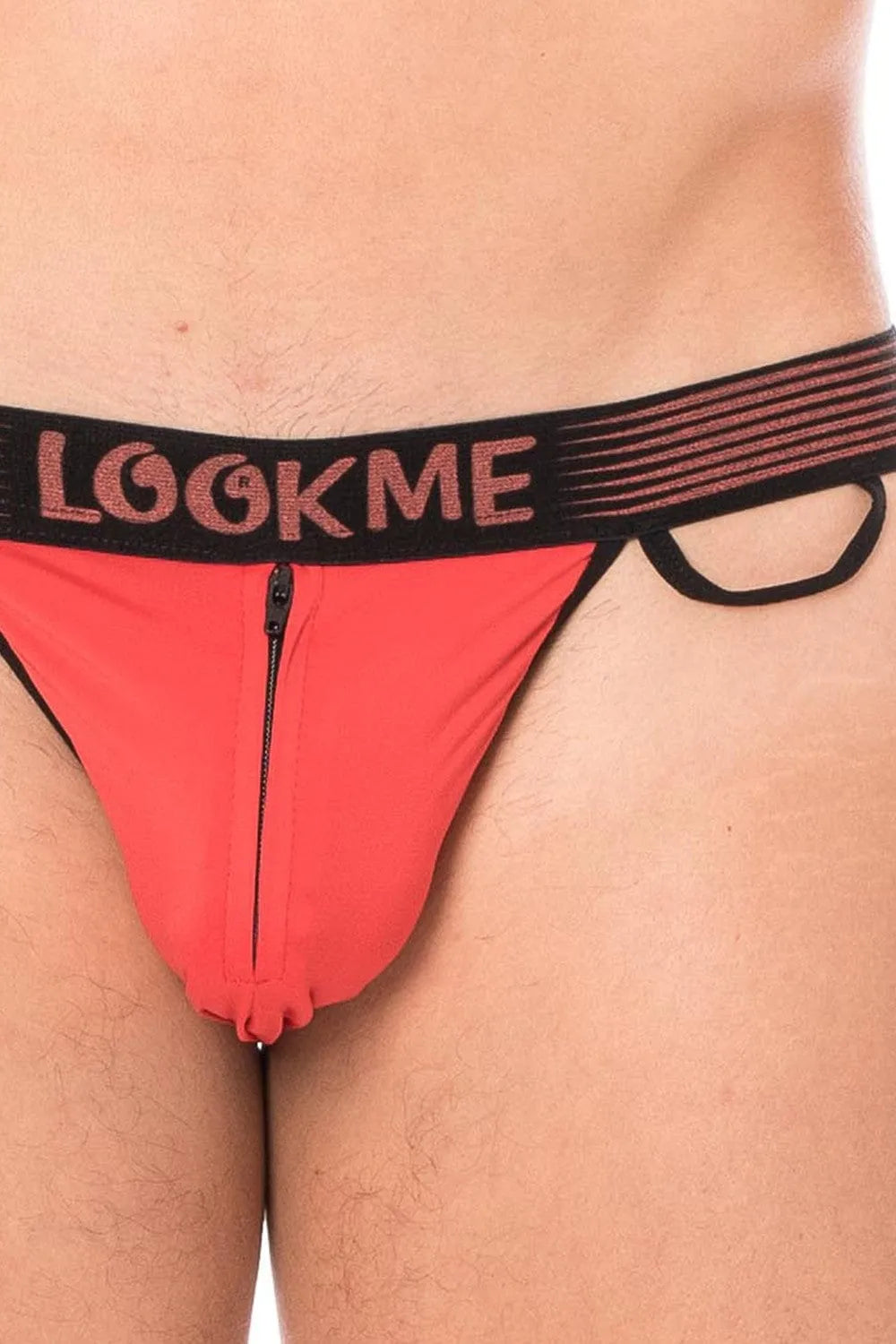 Slip Rouge Échancré Confortable Avec Fermeture Éclair