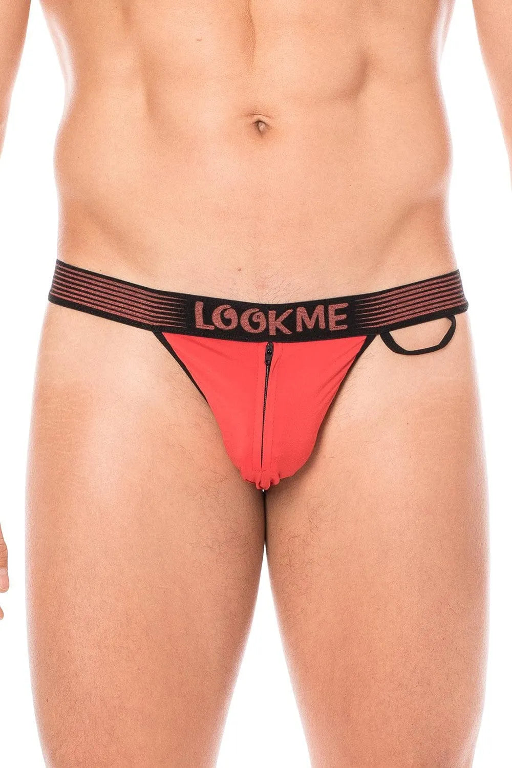 Slip Rouge Échancré Confortable Avec Fermeture Éclair