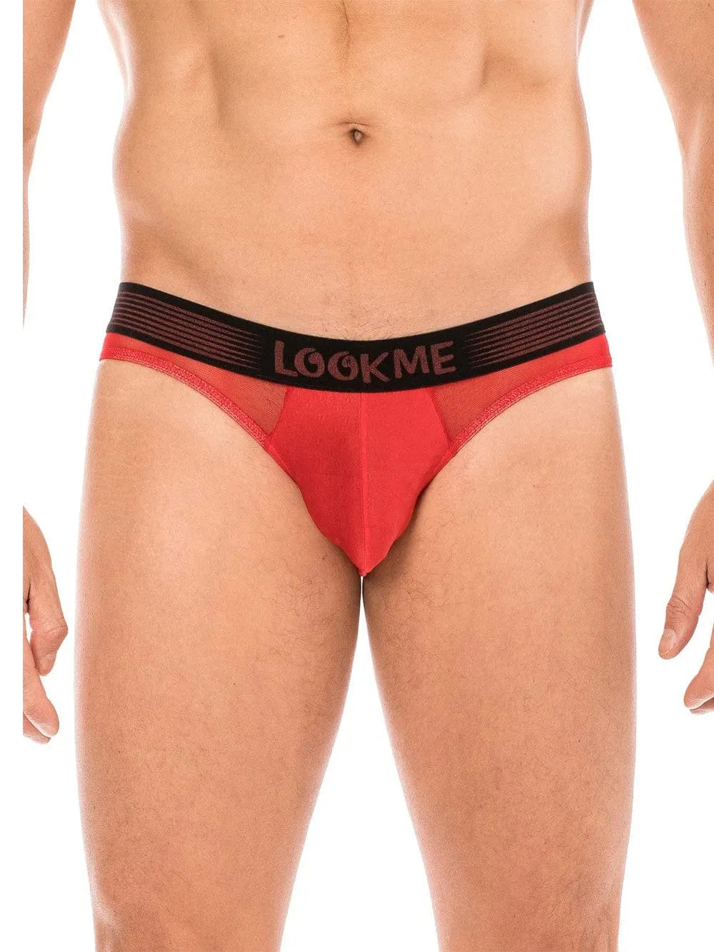 Slip Rouge Design Avec Résille Transparente Et Ceinture Élastique Lookme