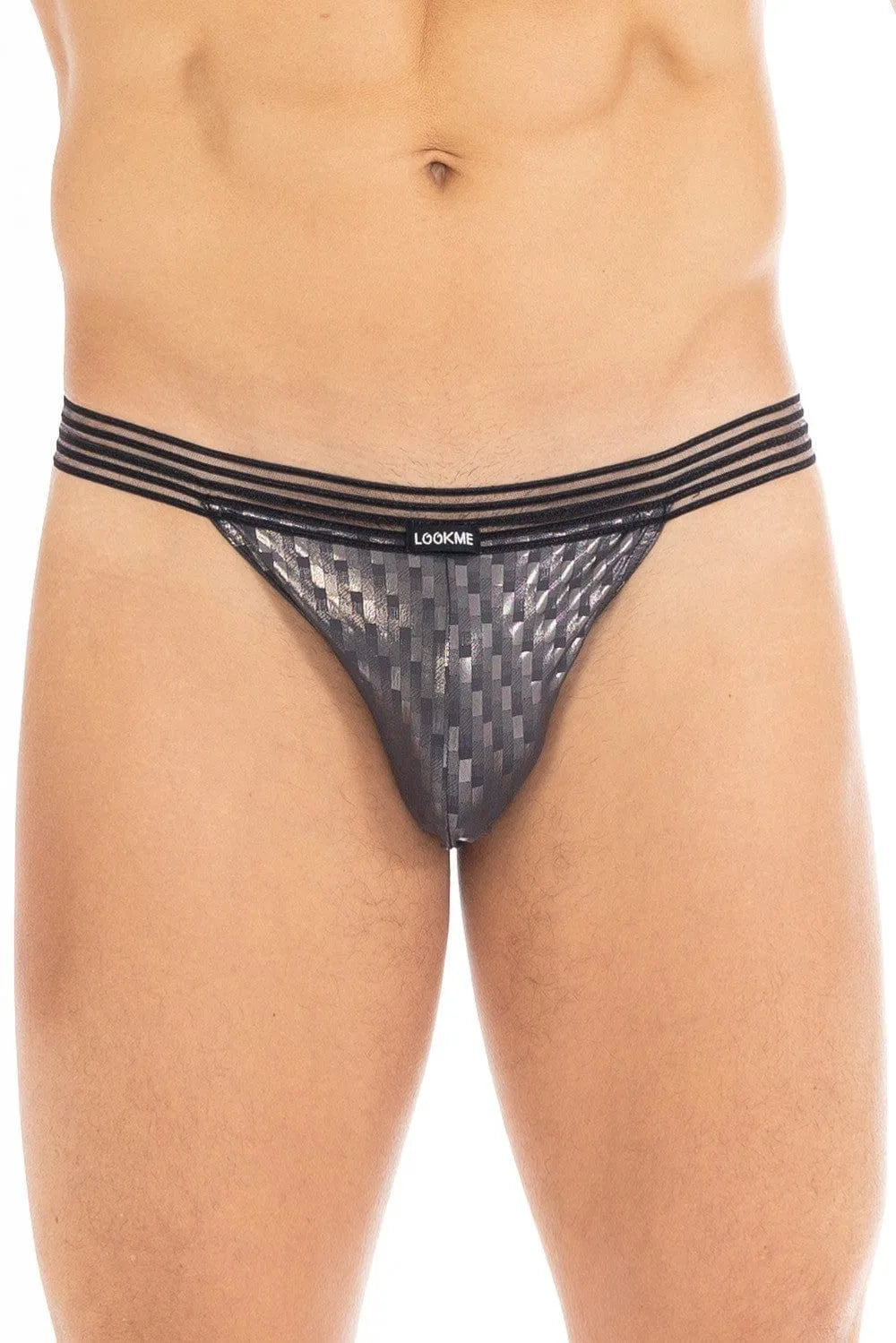 Slip Sexy Homme Simili Cuir Noir Dentelle