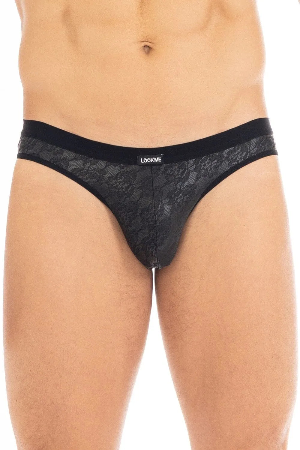 Slip Sexy Noir Simili Cuir Pour Homme