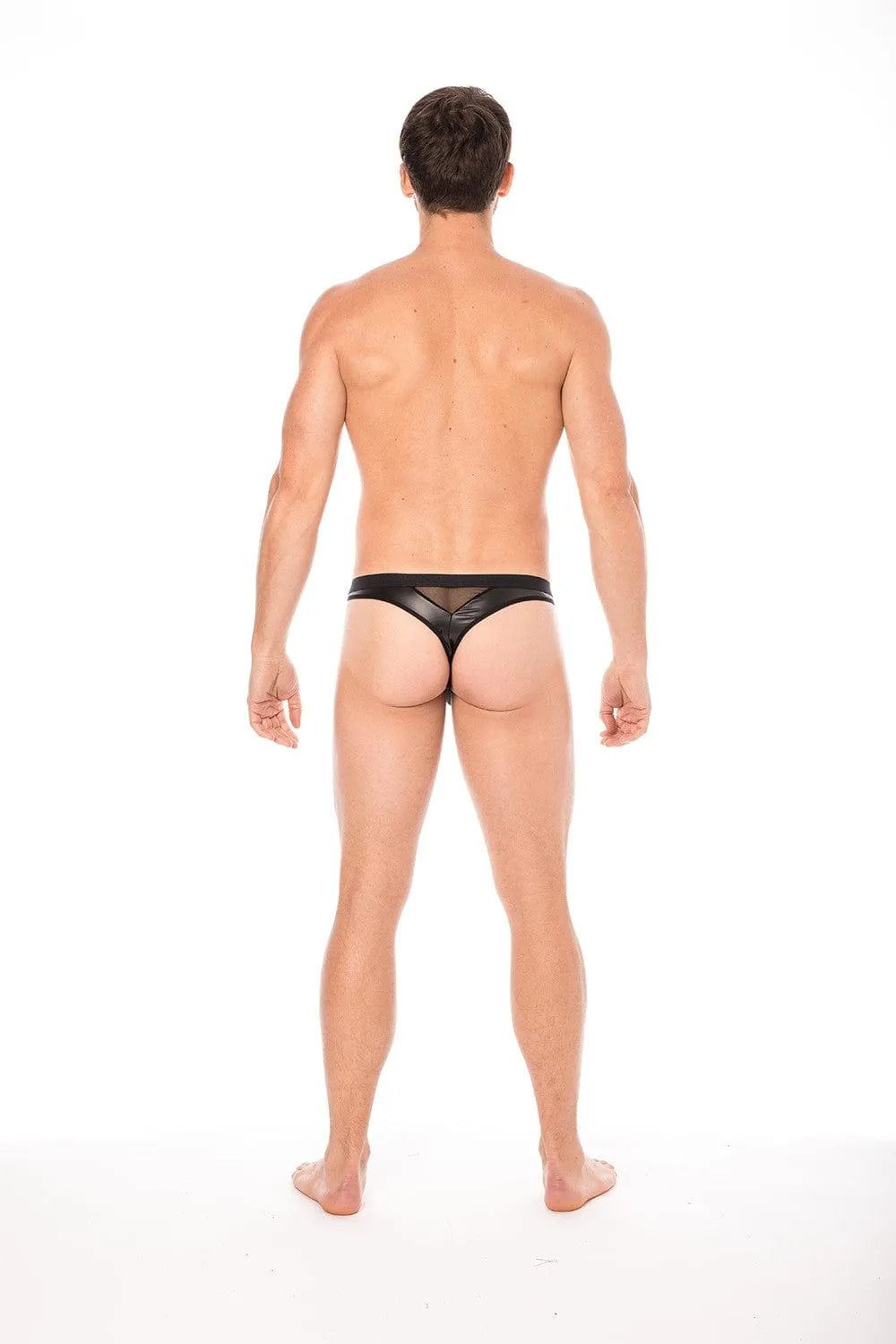 String Cuir Noir Homme