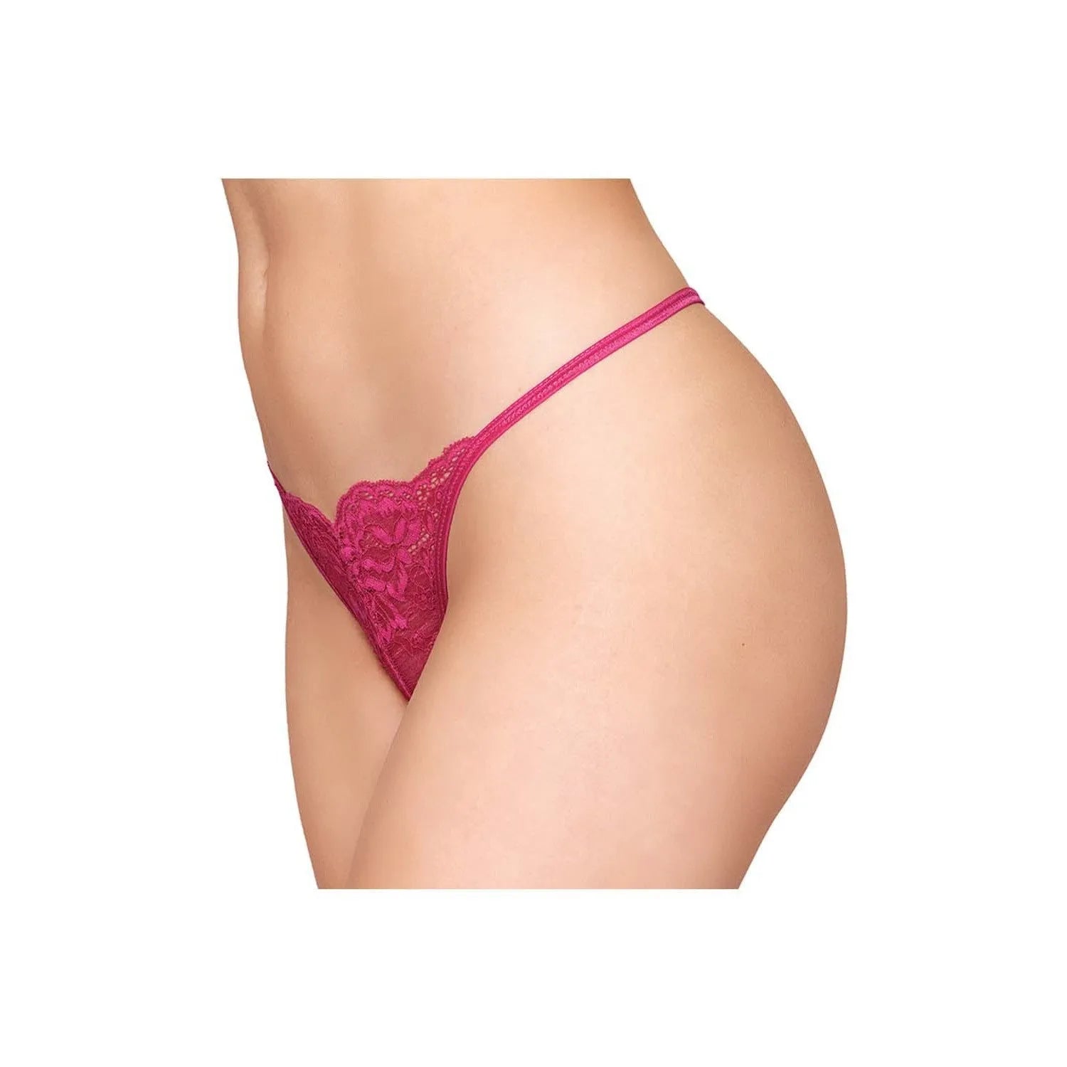 String Dentelle Rouge Ouvert Avec Chaîne Strass