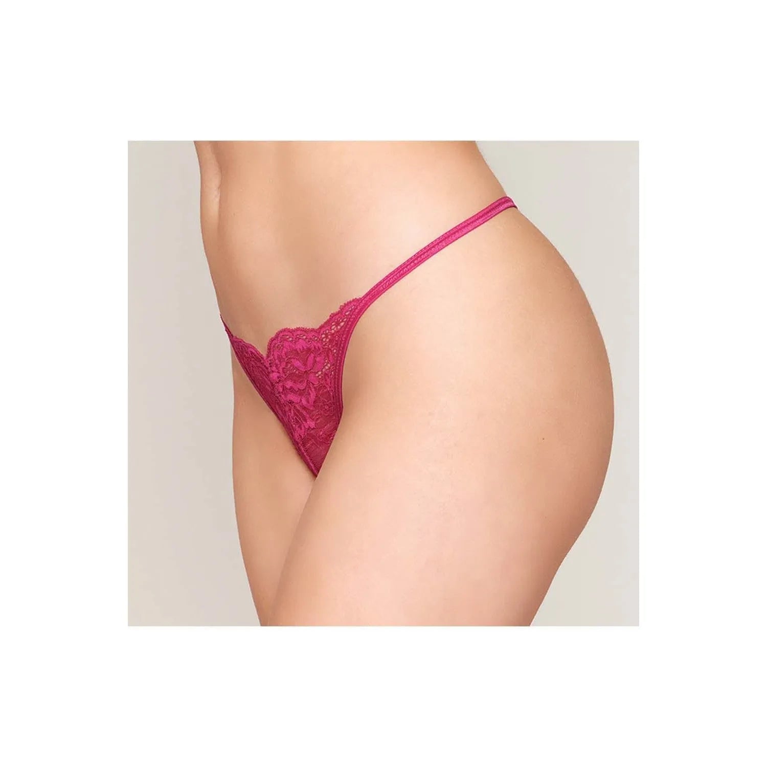 String Dentelle Rouge Ouvert Avec Chaîne Strass