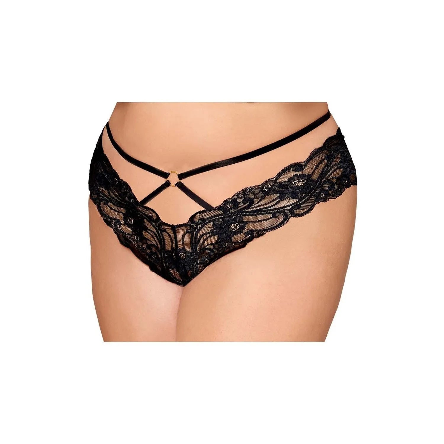 String En Dentelle Noire Ouvert Pour Femmes Rondes