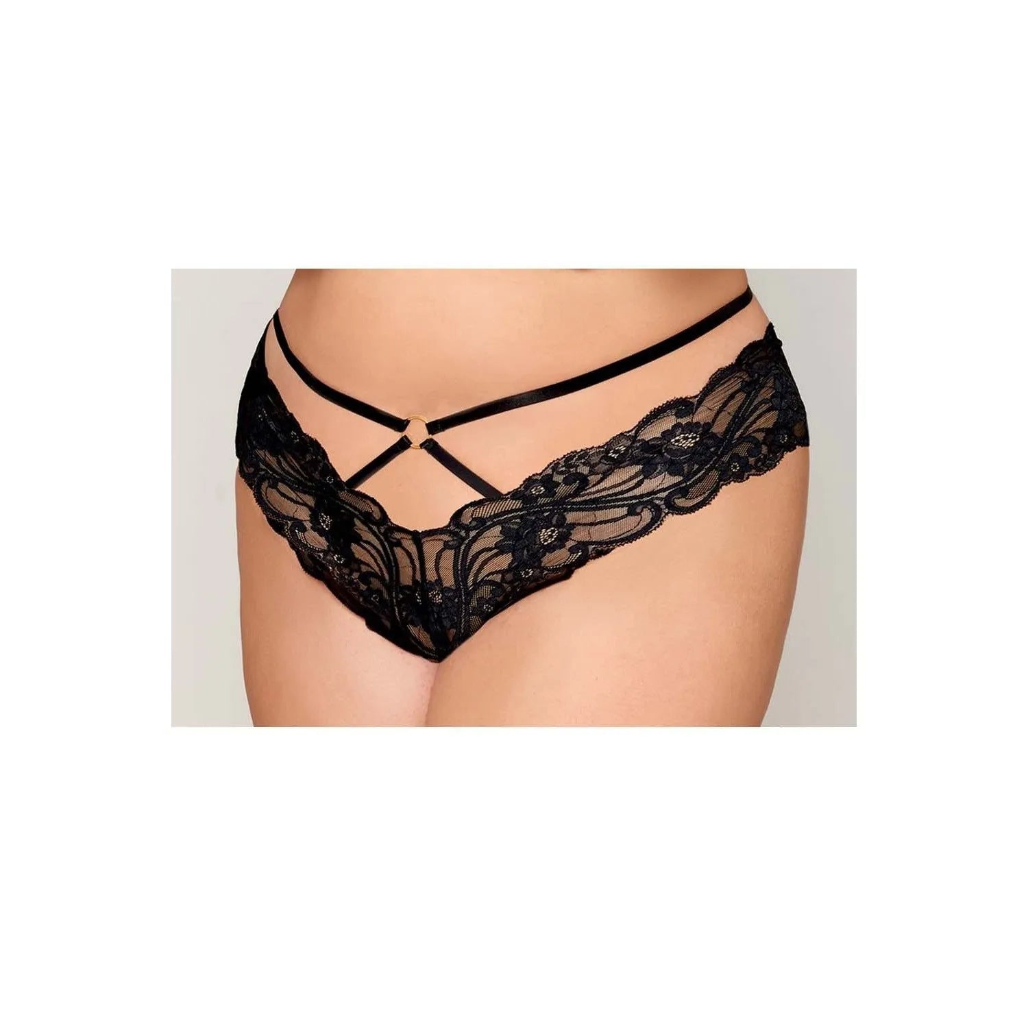 String En Dentelle Noire Ouvert Pour Femmes Rondes