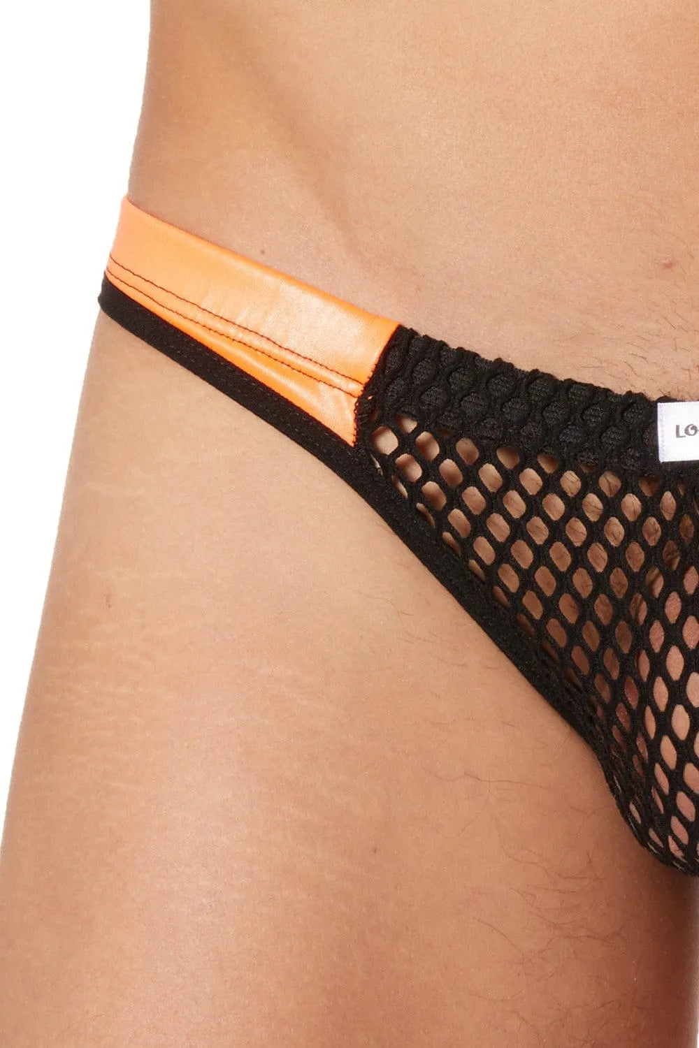 String Homme Noir Filet Orange Chic