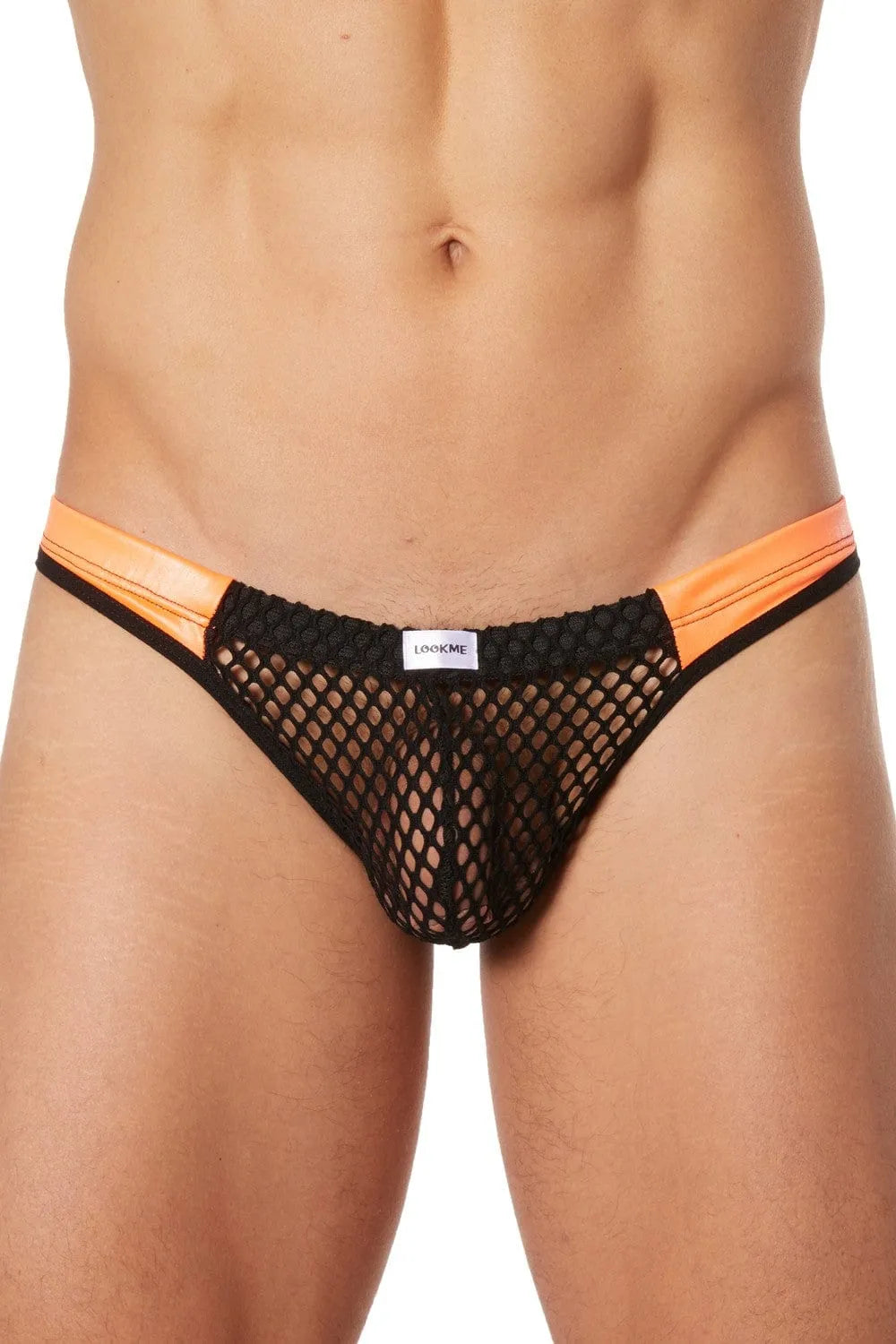 String Homme Noir Filet Orange Chic