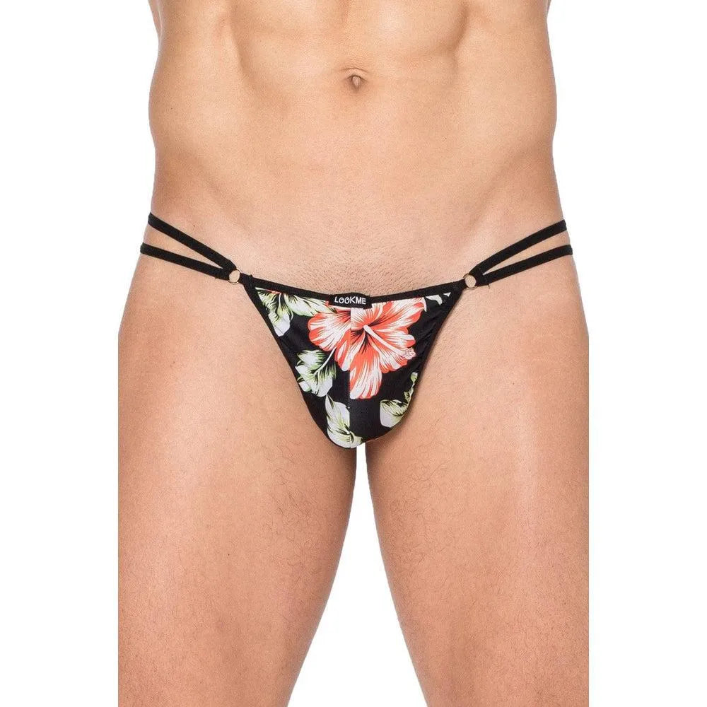 String Noir Floral Double Ficelles Lookme