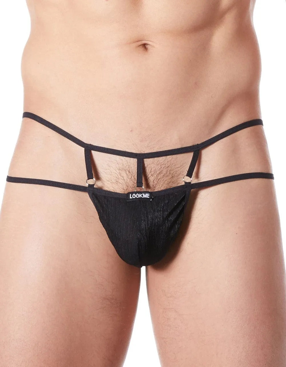 String Sexy Noir Élégant Avec Ornements Croisés