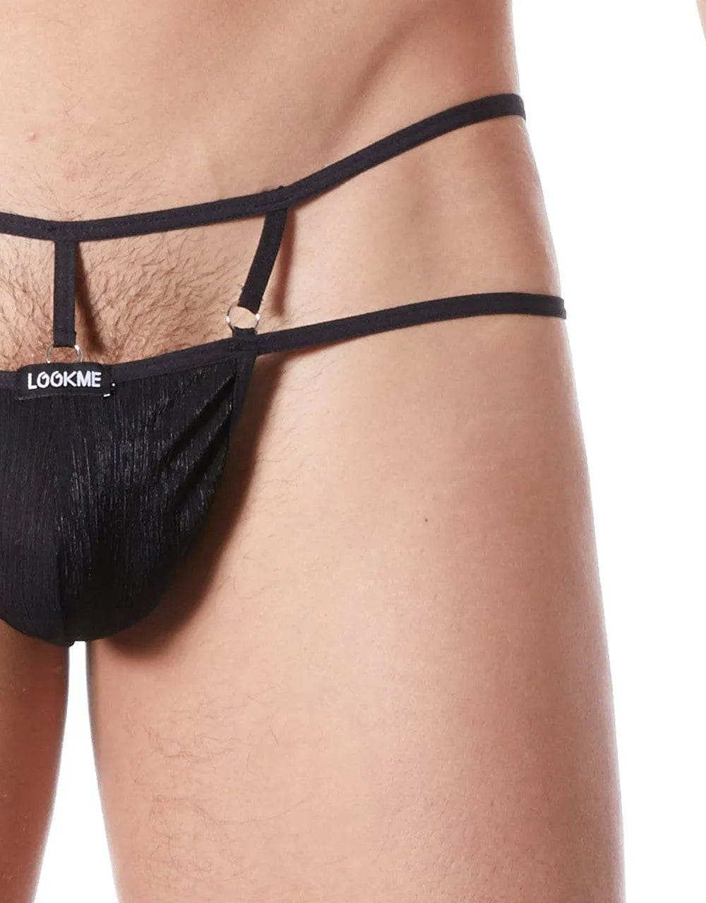 String Sexy Noir Élégant Avec Ornements Croisés