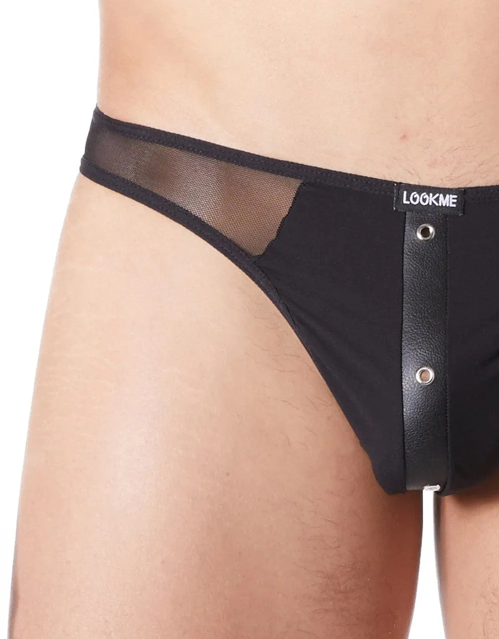 String Sexy Noir Style Cuir Transparent